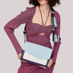 Outlet Botkier Cobble Hill Flap Satchel Blue Combo