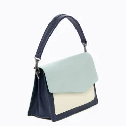Outlet Botkier Cobble Hill Flap Satchel Blue Combo
